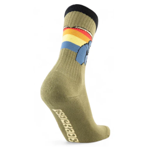 Psockadelic Time Reaper Crew Socks - Olive - Image 2