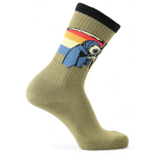 Psockadelic Time Reaper Crew Socks - Olive - Image 3
