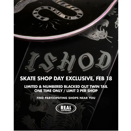 Real Ishod Wair LIMITED Skate Shop Day Catscratch Twin Tail Skateboard Deck Blacked Out 8.3" - Image 4