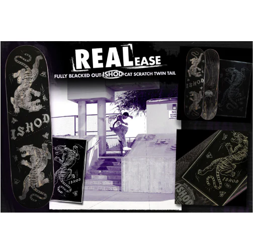Real Ishod Wair LIMITED Skate Shop Day Catscratch Twin Tail Skateboard Deck Blacked Out 8.3" - Image 6