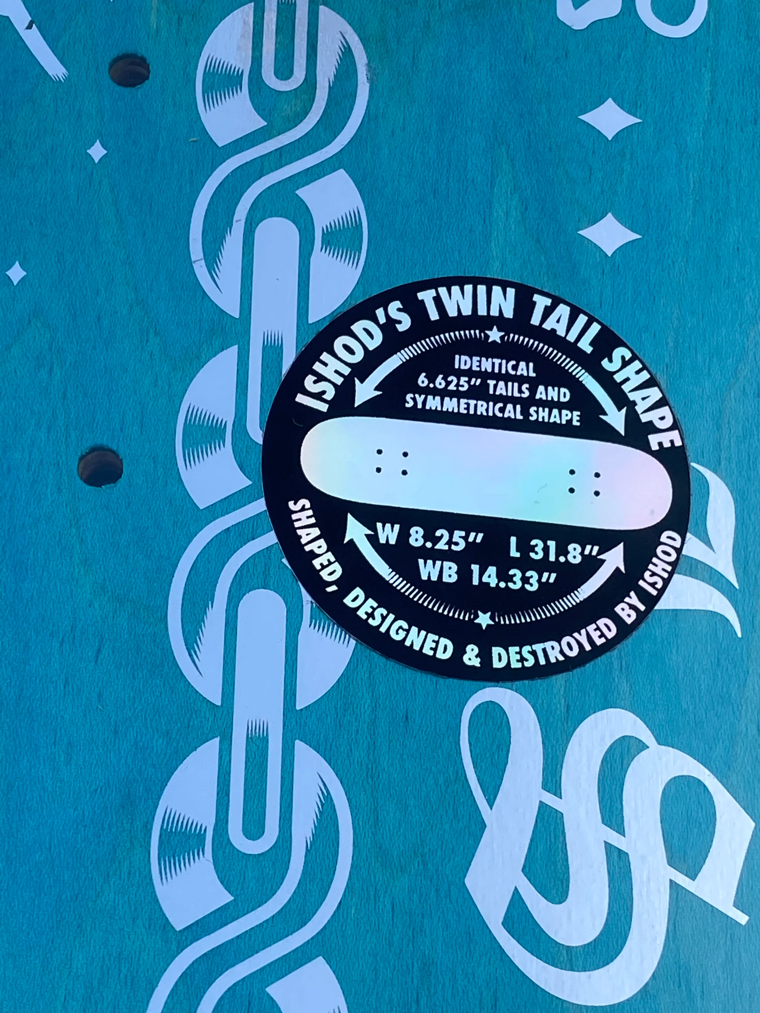 Real Ishod Wair Linked Twin Tail Skateboard Deck Teal 8.25" - Image 3