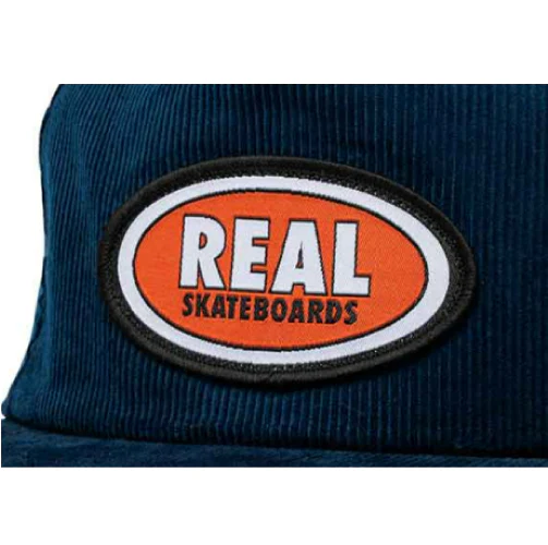 Real Oval Patch Snapback Hat - Navy Corduroy - Image 2