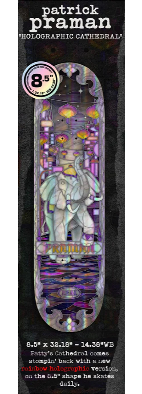 Real Praman Holographic Cathedral Skateboard Deck 8.5" - Image 3