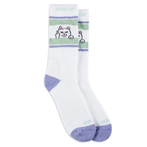 Rip N Dip Peeking Nermal Crew Socks - Lilac/Sage