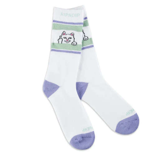 Rip N Dip Peeking Nermal Crew Socks - Lilac/Sage - Image 2