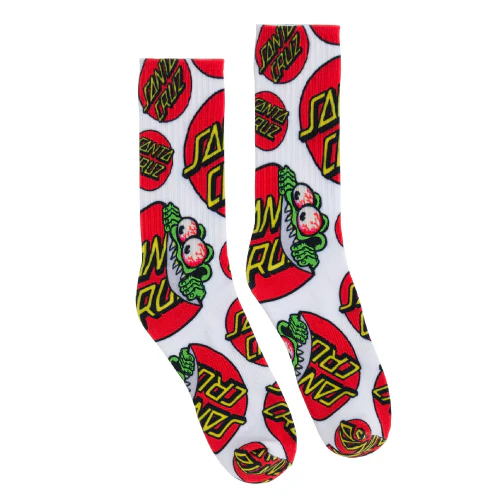 Santa Cruz Beware Dot Crew Socks - White - Image 2