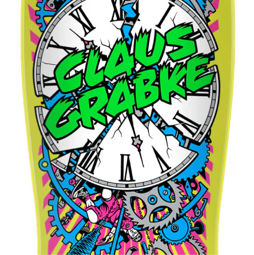 Santa Cruz Claus Grabke Exploding Clock Reissue Skateboard Deck Neon Green 10.0" - Image 2