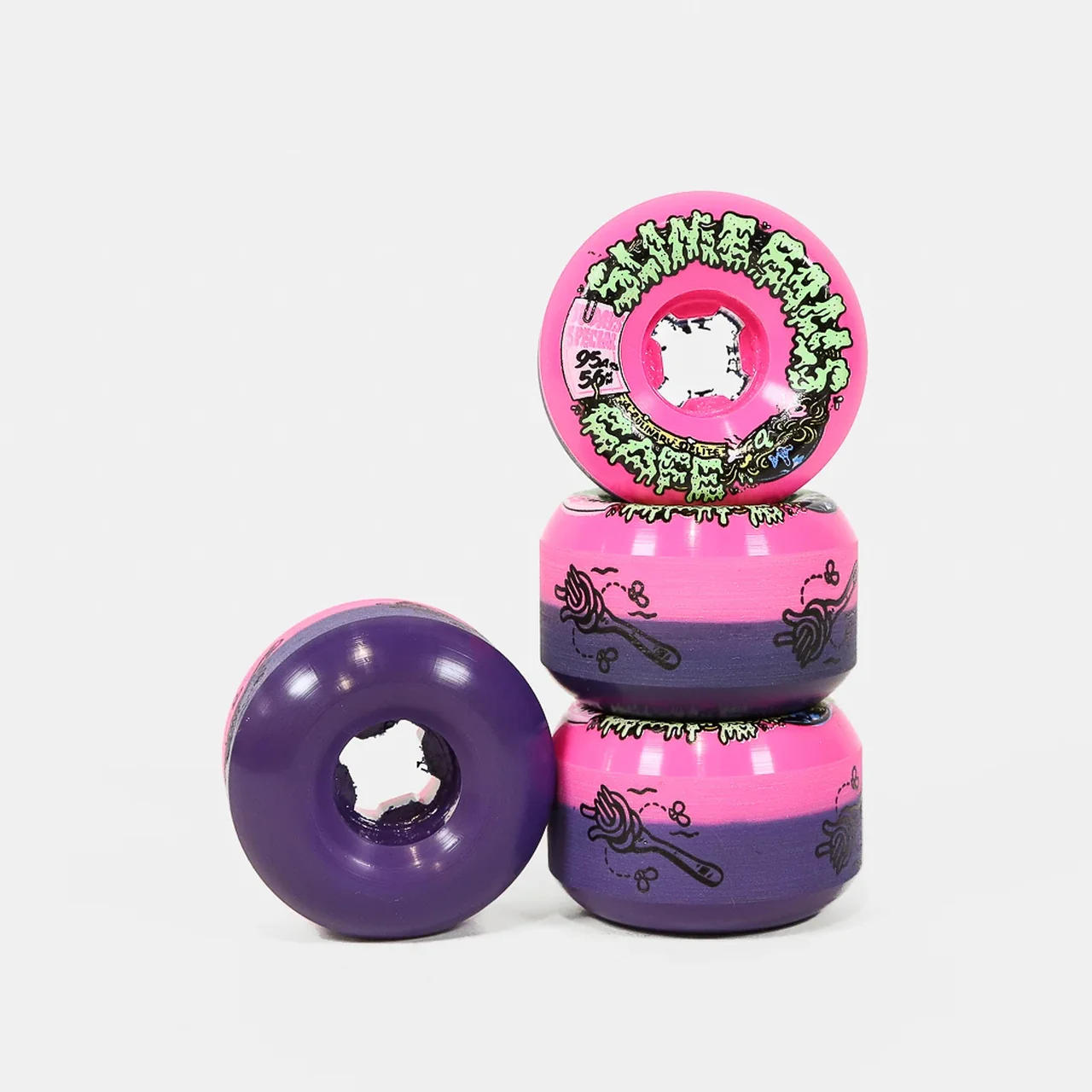 Santa Cruz Slime Balls Double Take Cafe Vomit Mini Skateboard Wheels Pink 56MM 95A - Image 3