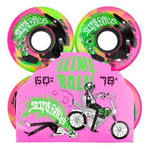 Santa Cruz OG Slime Balls Jay Howell Skateboard Wheels Pink/Green Swirl 60MM 78A - Image 5