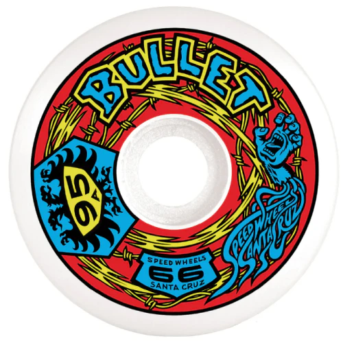 Santa Cruz X Bullet Speedwheels Reissue Skateboard Wheels White 66MM 95A