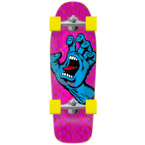 Santa Cruz X Carver Screaming Hand Pink Check Surf Skate Cruiser Complete 30.2"