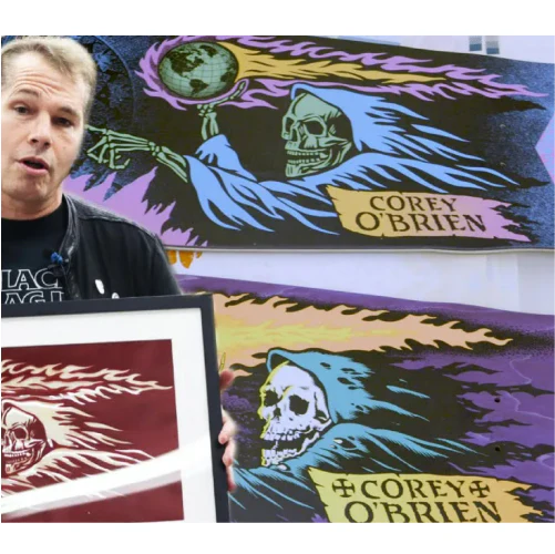 Santa Cruz X Obey Corey O'Brien Reaper by Shepard Fairey Shaped Reissue Skateboard Deck 9.85" - Image 5