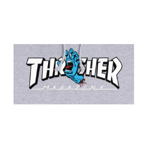 Santa Cruz X Thrasher Screaming Hand Logo Hoodie - Grey Heather - Image 2