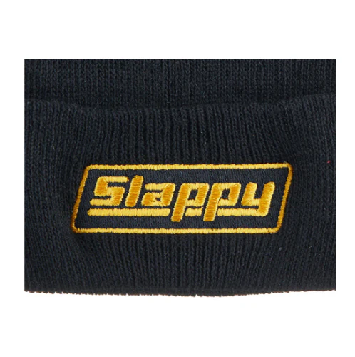 Slappy OG Logo Roll Up Beanie - Black - Image 2