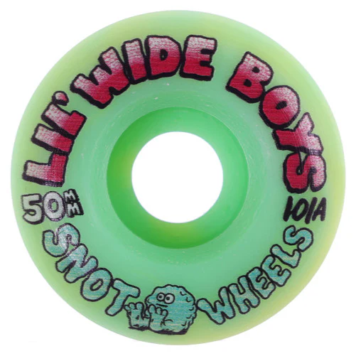 Snot Lil' Wide Boys Wheels Green/Yellow Swirl 50MM 101A - Image 2