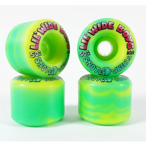 Snot Lil' Wide Boys Wheels Green/Yellow Swirl 50MM 101A - Image 3