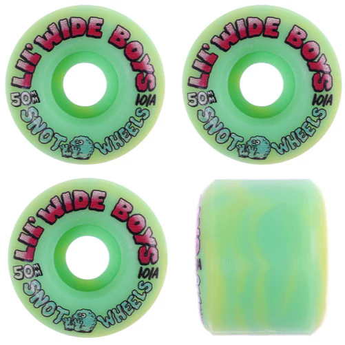 Snot Lil' Wide Boys Wheels Green/Yellow Swirl 50MM 101A - Image 6