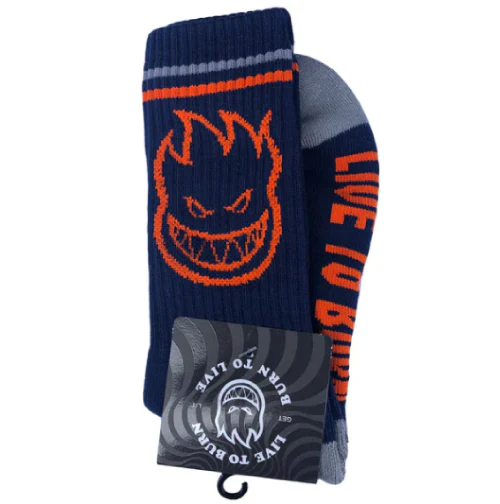 Spitfire Bighead Crew Socks - Navy/Orange/Grey - Image 2