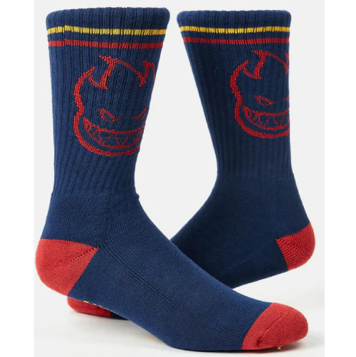 Spitfire Bighead Crew Socks - Navy/Red/Gold - Image 2