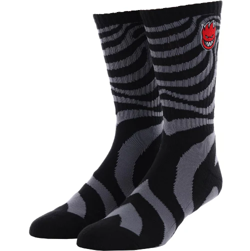 Spitfire Bighead Fill Embroidered Swirl Socks - Black/Charcoal/Red