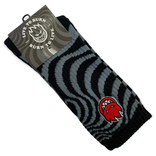 Spitfire Bighead Fill Embroidered Swirl Socks - Black/Charcoal/Red - Image 3