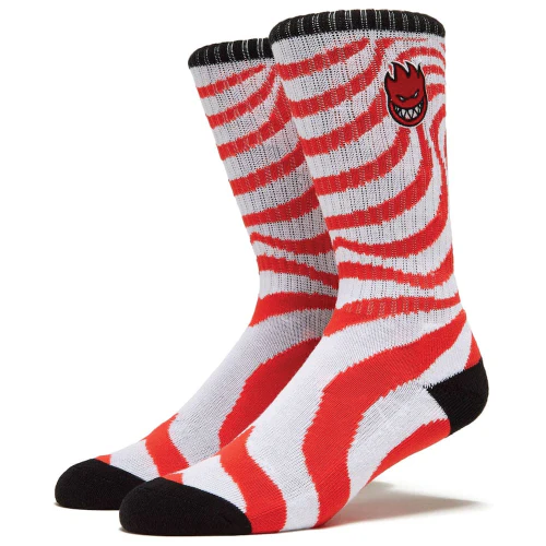 Spitfire Bighead Fill Embroidered Swirl Socks - Red/White - Image 2