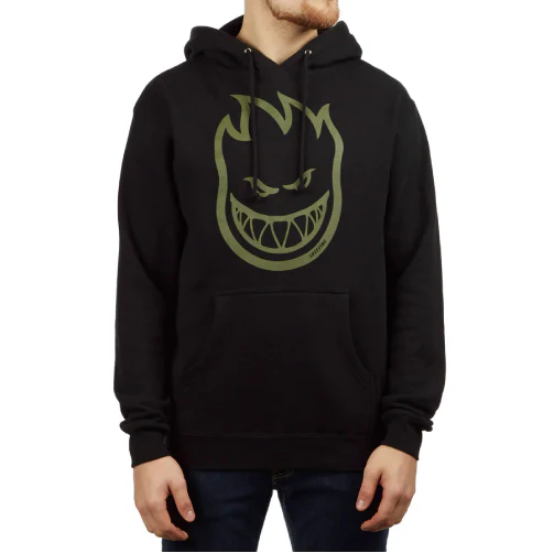 Spitfire BigHead Hoodie - Black with Olive - Image 2
