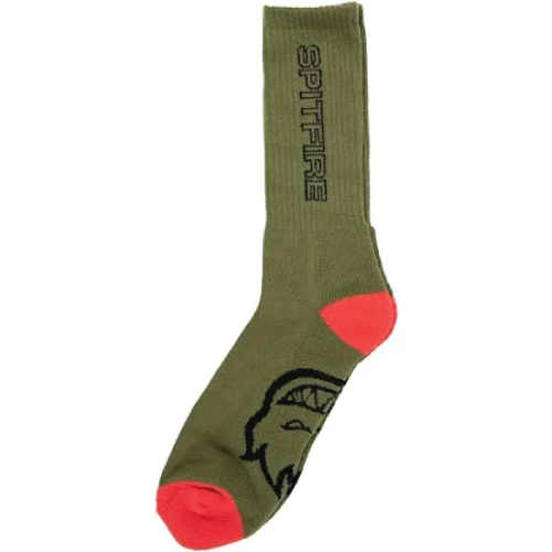 Spitfire Classic 87' Crew Socks - Olive/Red/Black - Image 2
