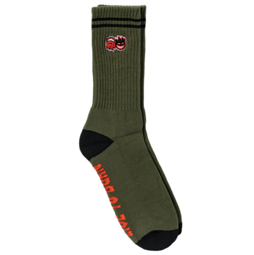 Spitfire Eternal Fill Embroidered Crew Socks - Olive/Black/Red