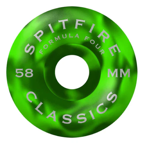 Spitfire F4 Classic Swirled Wheels Green, Green 58MM 99D - Image 2