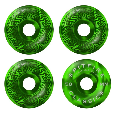 Spitfire F4 Classic Swirled Wheels Green, Green 58MM 99D - Image 3