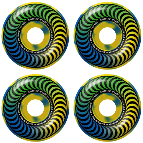 Spitfire F4 Classic Swirled Wheels Blue/Green/Yellow 53MM 99D - Image 2
