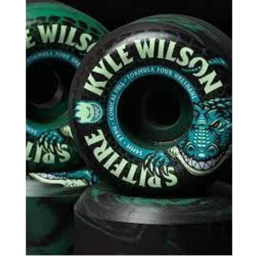 Spitfire F4 Conical Full Kyle Wilson Death Roll Wheels Black/Green Swirl 54MM 99D - Image 4