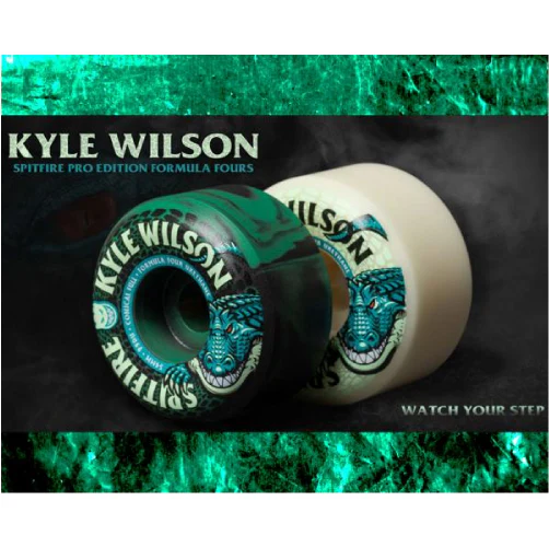 Spitfire F4 Conical Full Kyle Wilson Death Roll Wheels Black/Green Swirl 54MM 99D - Image 5