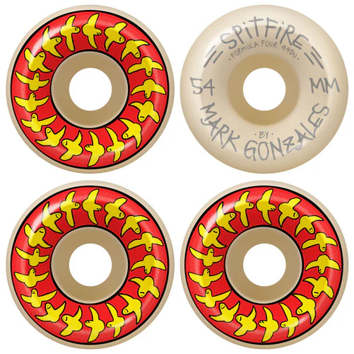 Spitfire F4 Conical Full Mark Gonzales Birds Wheels Red/Yellow/Natural 54MM 99D - Image 3