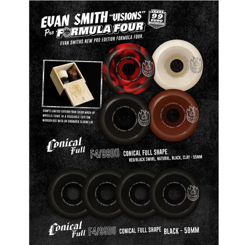 Spitfire F4 Evan Smith Conical Full Wheels Black 58MM 99D - Image 4