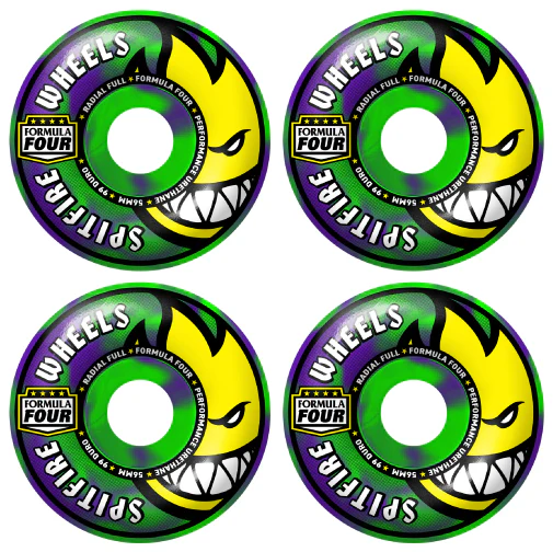 Spitfire F4 Radial Full Green/Purple Swirl Wheels 56MM 99D - Image 2