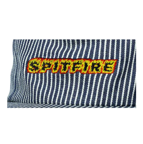 Spitfire Flames Script Strapback Hat - Indigo Railroad Stripe - Image 2