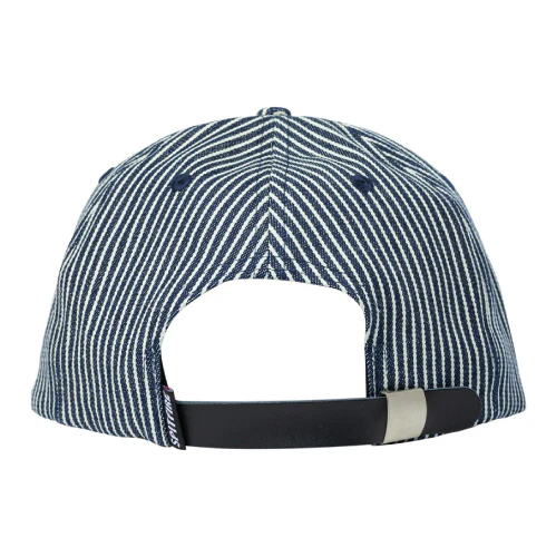 Spitfire Flames Script Strapback Hat - Indigo Railroad Stripe - Image 3