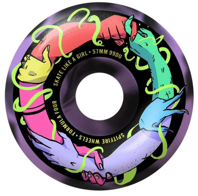 Spitfire F4 Classic Skate Like a Girl Wheels Black, Lavender Swirl 57MM 99D