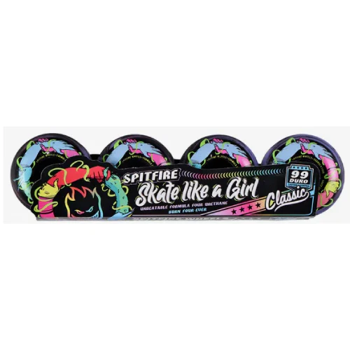 Spitfire F4 Classic Skate Like a Girl Wheels Black, Lavender Swirl 57MM 99D - Image 4