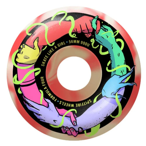 Spitfire F4 Classic Skate Like a Girl Wheels Natural, Coral Swirl 56MM 99D