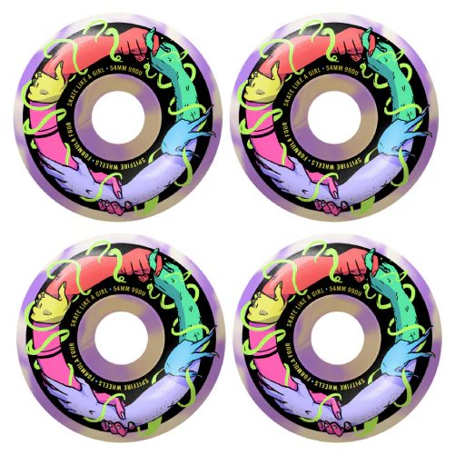 Spitfire F4 Classic Skate Like a Girl Wheels Natural, Purple Swirl 54MM 99D - Image 2