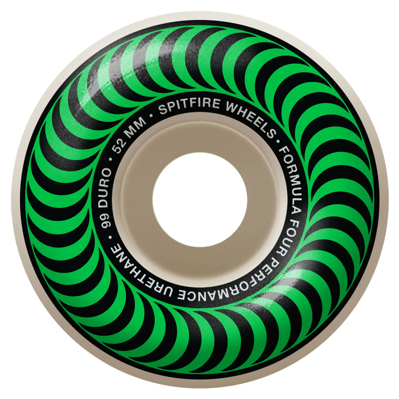 Spitfire F4 Classic Swirl Natural with Green Wheels 52MM 99D