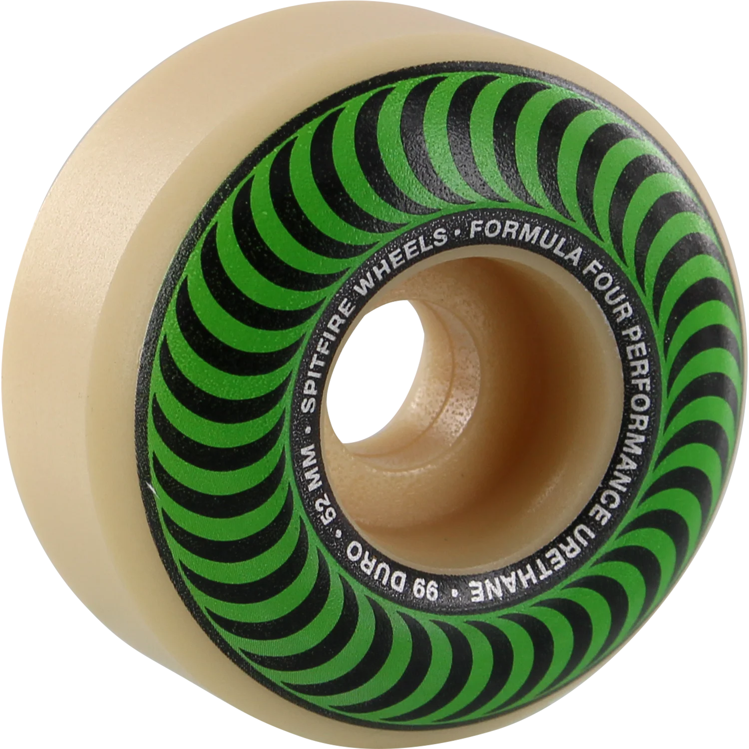 Spitfire F4 Classic Swirl Natural with Green Wheels 52MM 99D - Image 2
