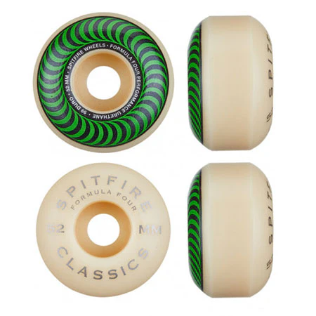 Spitfire F4 Classic Swirl Natural with Green Wheels 52MM 99D - Image 3
