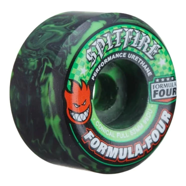 Spitfire Formula Four Conical Full Swirl Green/Black Wheels 53MM 99D - Image 2