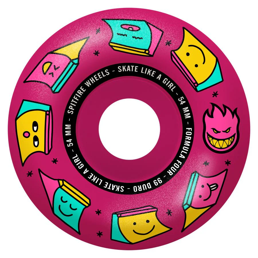 Spitfire Formula Four Radial Skate Like a Girl Pink Wheels 54MM 99D