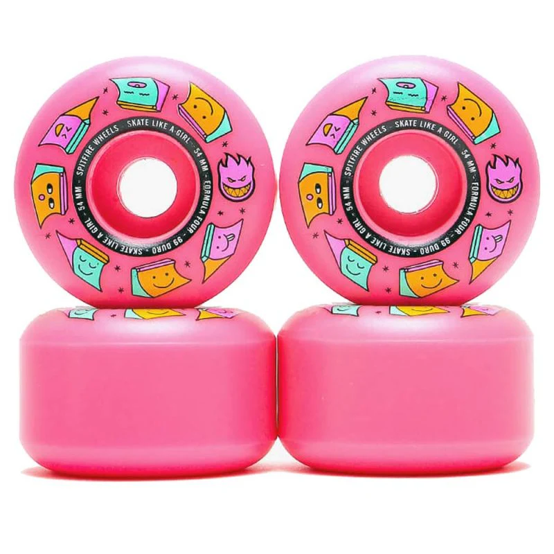 Spitfire Formula Four Radial Skate Like a Girl Pink Wheels 54MM 99D - Image 3