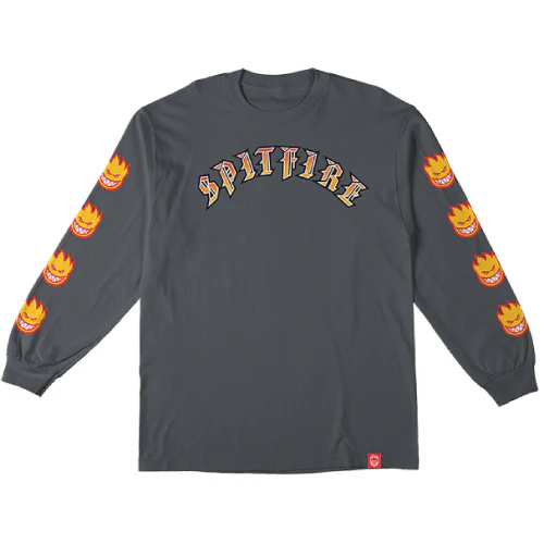 Spitfire Old E Bighead Fill Long Sleeve Tee - Charcoal/Gold